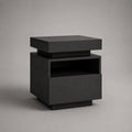Comodino 45x40x50 cm design moderno in legno MDF finitura nero con cassetto e vano a giorno struttura rettangolare