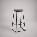 Sgabello da bar 45 cm x 45 cm x 75 cm senza schienale con seduta rotonda imbottita grigia e struttura in acciaio nero