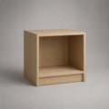 Comodino 50 x 40 x 50 cm con vano aperto in MDF impiallacciato rovere chiaro struttura cubica base chiusa colore legno chiaro