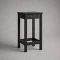 Sgabello da bar 35 x 35 x 75 cm in legno massello nero seduta quadrata senza schienale con traversi di rinforzo struttura a quattro gambe