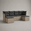 Divano da giardino modulare a L 4 pezzi in rattan PE beige con cuscini grigio scuro struttura in alluminio verniciato nero 240 cm 160 cm 70 cm