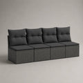Divano da giardino 4 posti in rattan PE grigio scuro struttura in acciaio verniciato nero cuscini grigio scuro 240 cm 65 cm 75 cm
