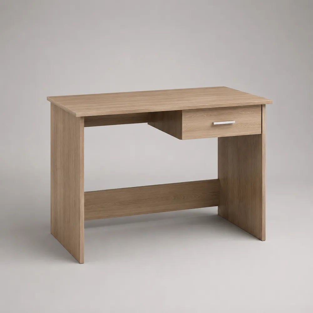 Scrivania rettangolare con cassetto in pannello MDF effetto rovere chiaro struttura in legno ingegnerizzato colore rovere chiaro 100x50x75 cm